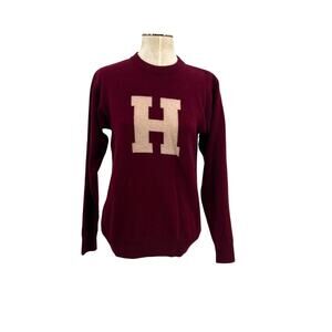 The Coop Harvard H Sweater XXS Burgundy 100% Lambswool Varsity Pullover